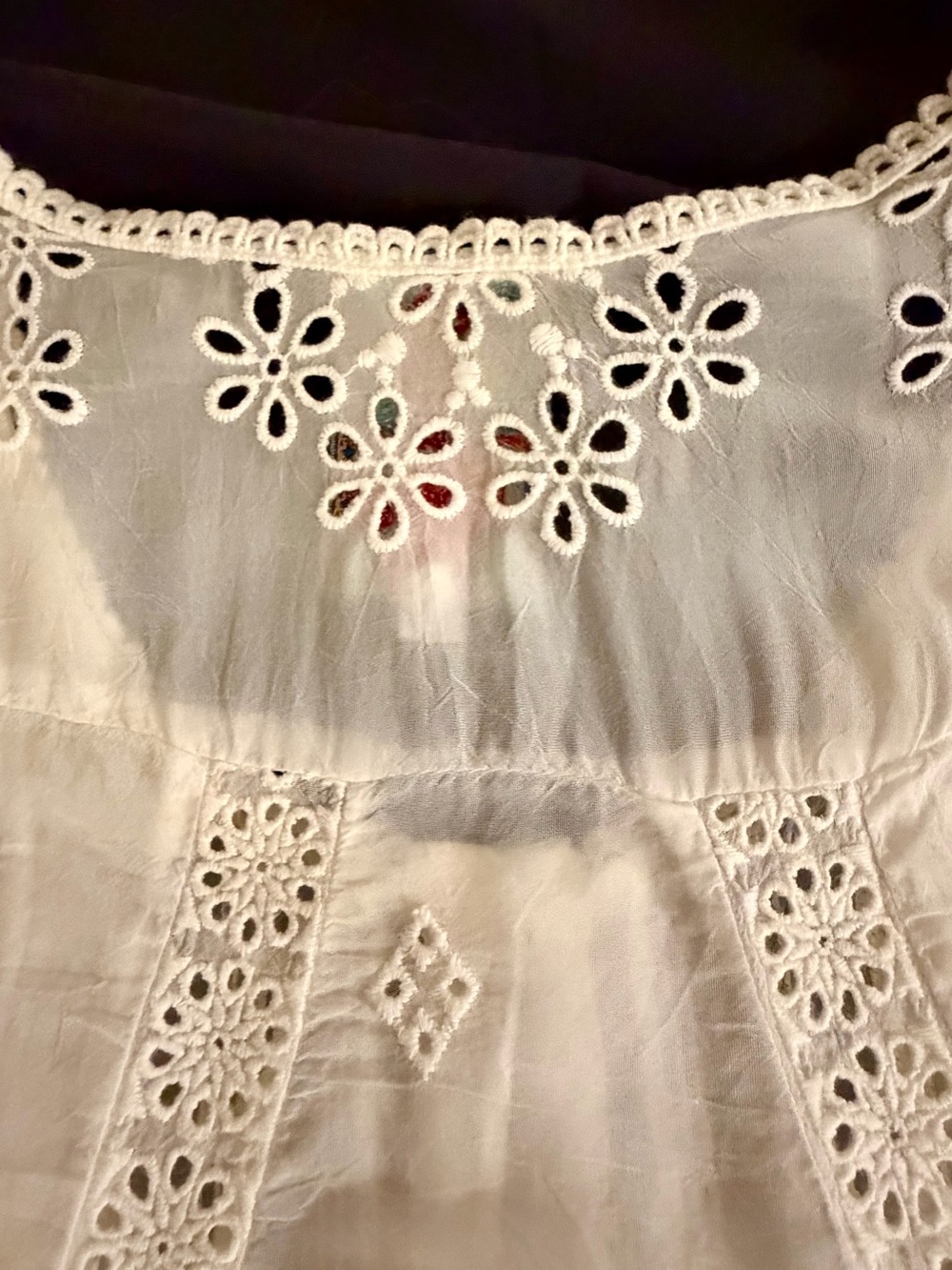 Johnny Was White Embroidered Eyelet Sleeveless Swing Top XS